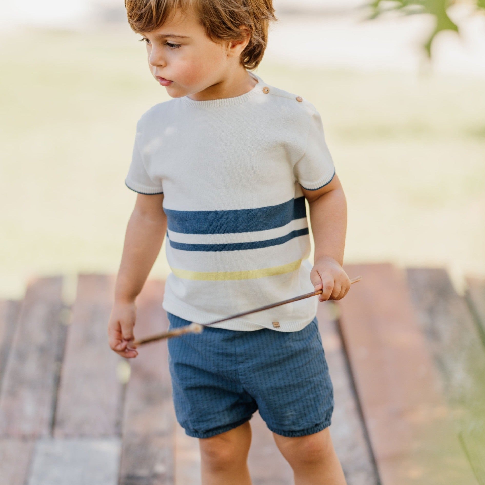 Coordinato T-shirt + Pantaloncino Blu Wedoble - dalla 3 alla 12 Mesi