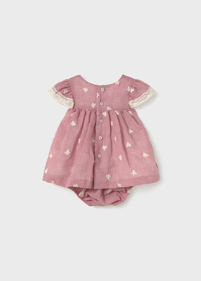 Vestito rosa con farfalle ricamate - majoral