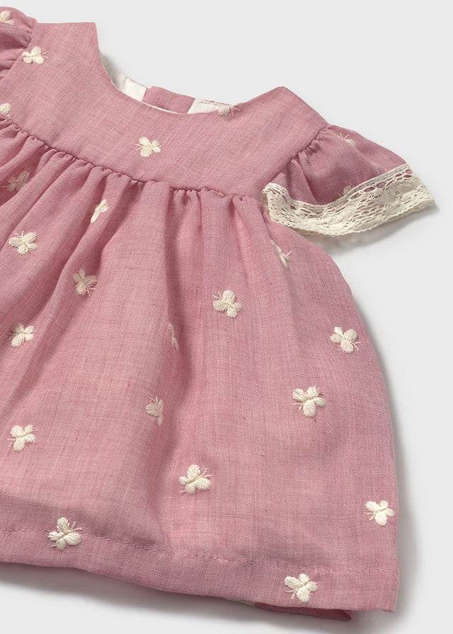Vestito rosa con farfalle ricamate - majoral