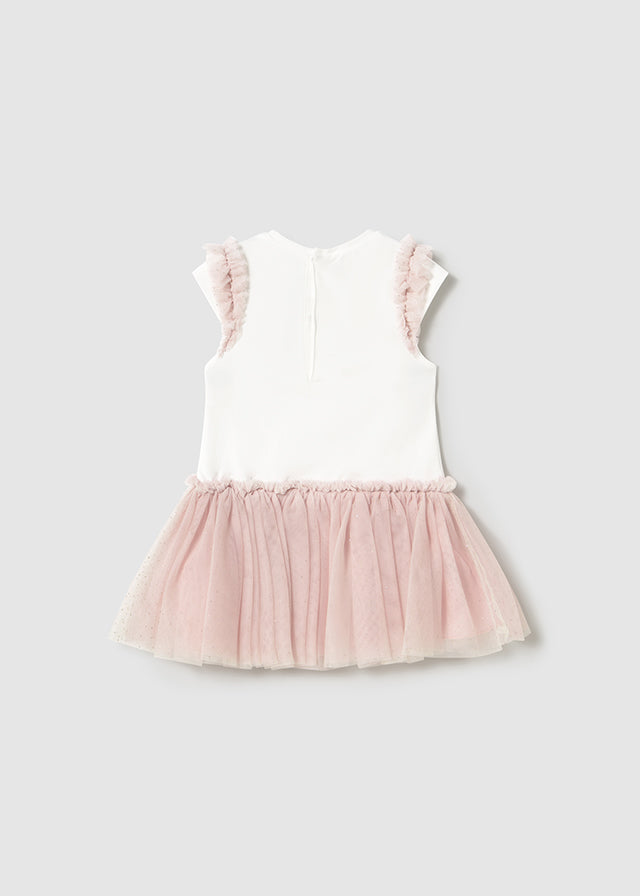 vestito rosa cipria con tull - majoral