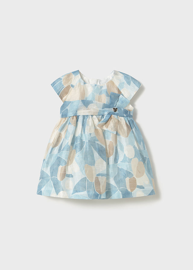 Vestito elegante azzurro tortora e panna - majoral