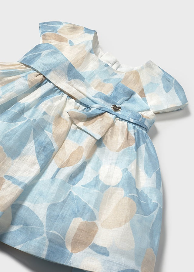 Vestito elegante azzurro tortora e panna - majoral