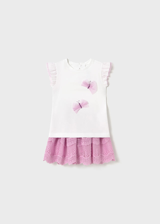 Completo gonna e maglietta rosa - majoral