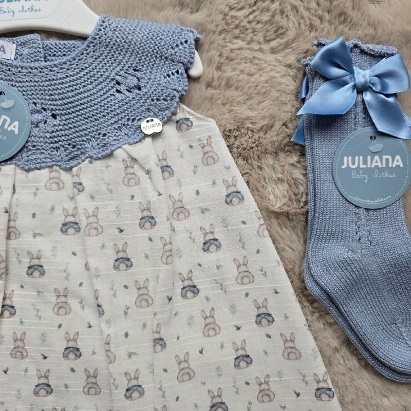 Vestitino azzurro Juliana con tenero coniglietto