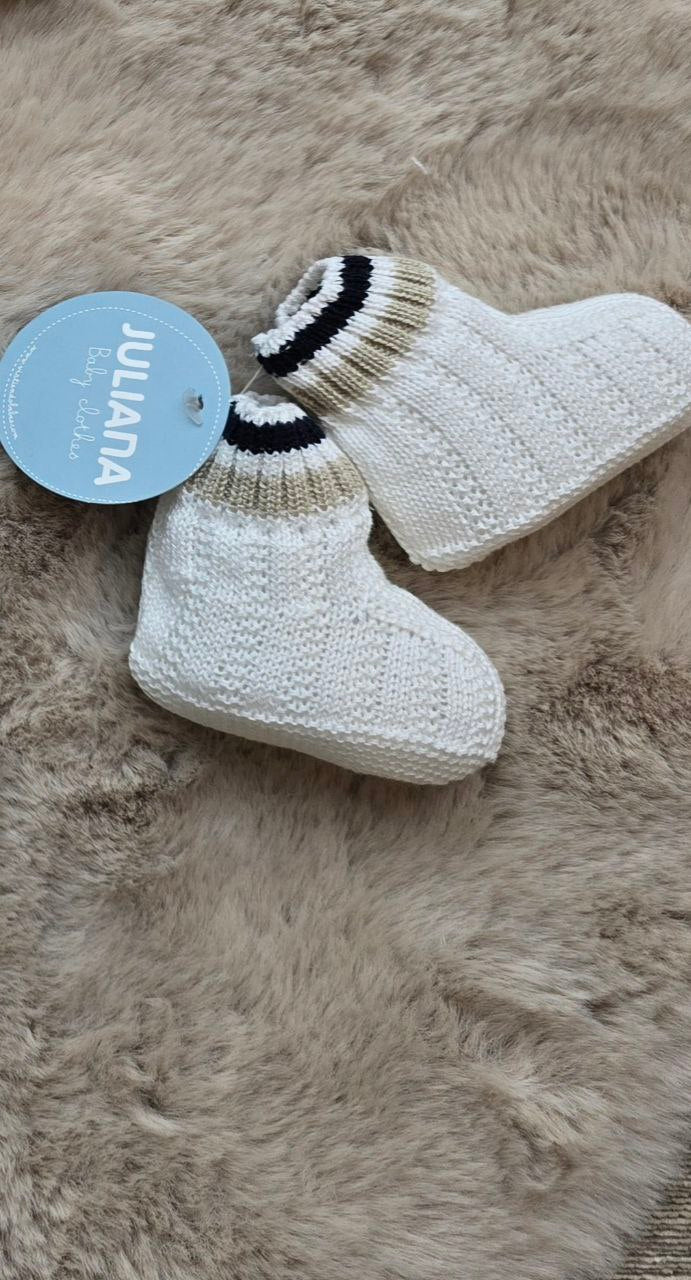 Completo 3 pezzi a righe blu e tortora - juliana