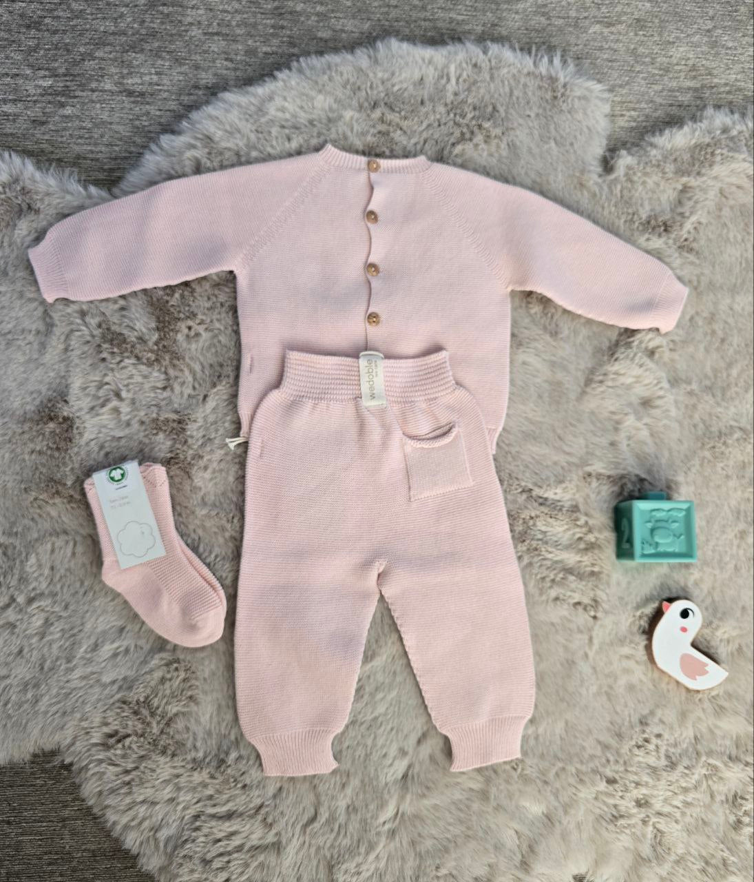 Coordinato nascita estivo Wedoble rosa 3 pezzi