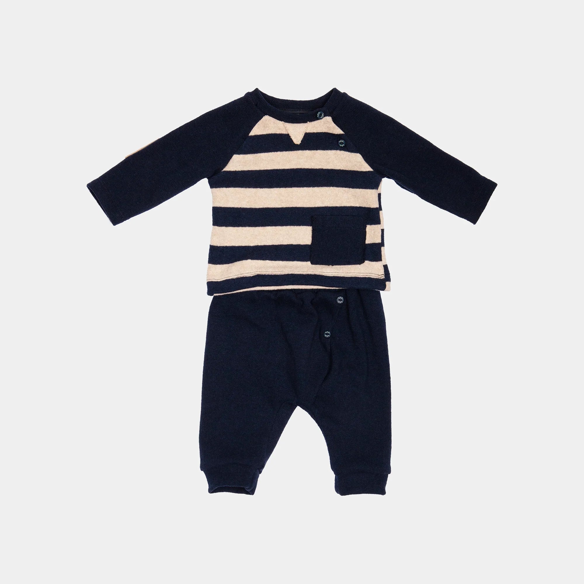Completino due pezzi blu e panna 6 mesi — Lalalù