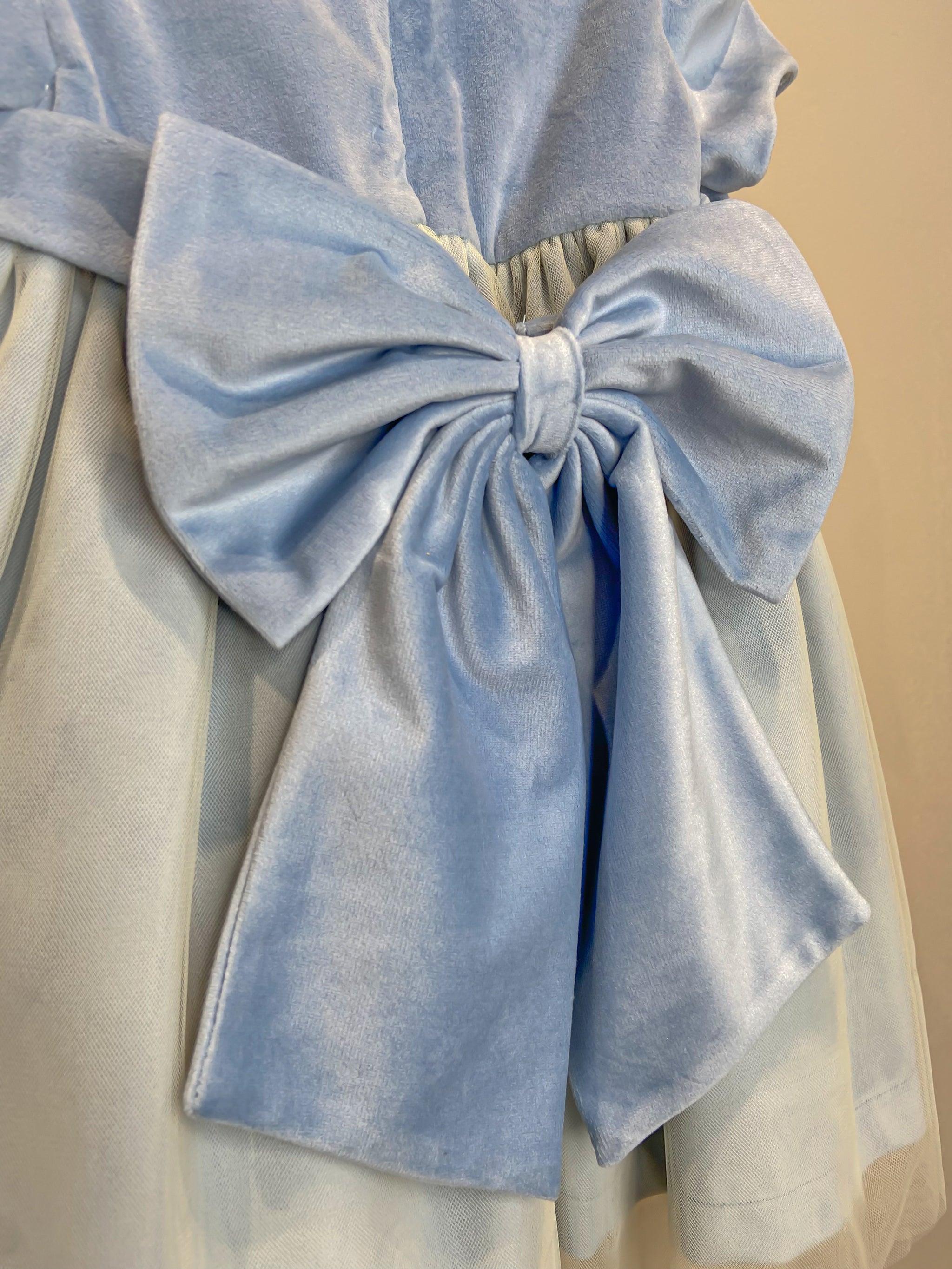 Vestitino Cerimonia Azzurro con Maxi Fiocco - La Sartoria dei Piccoli