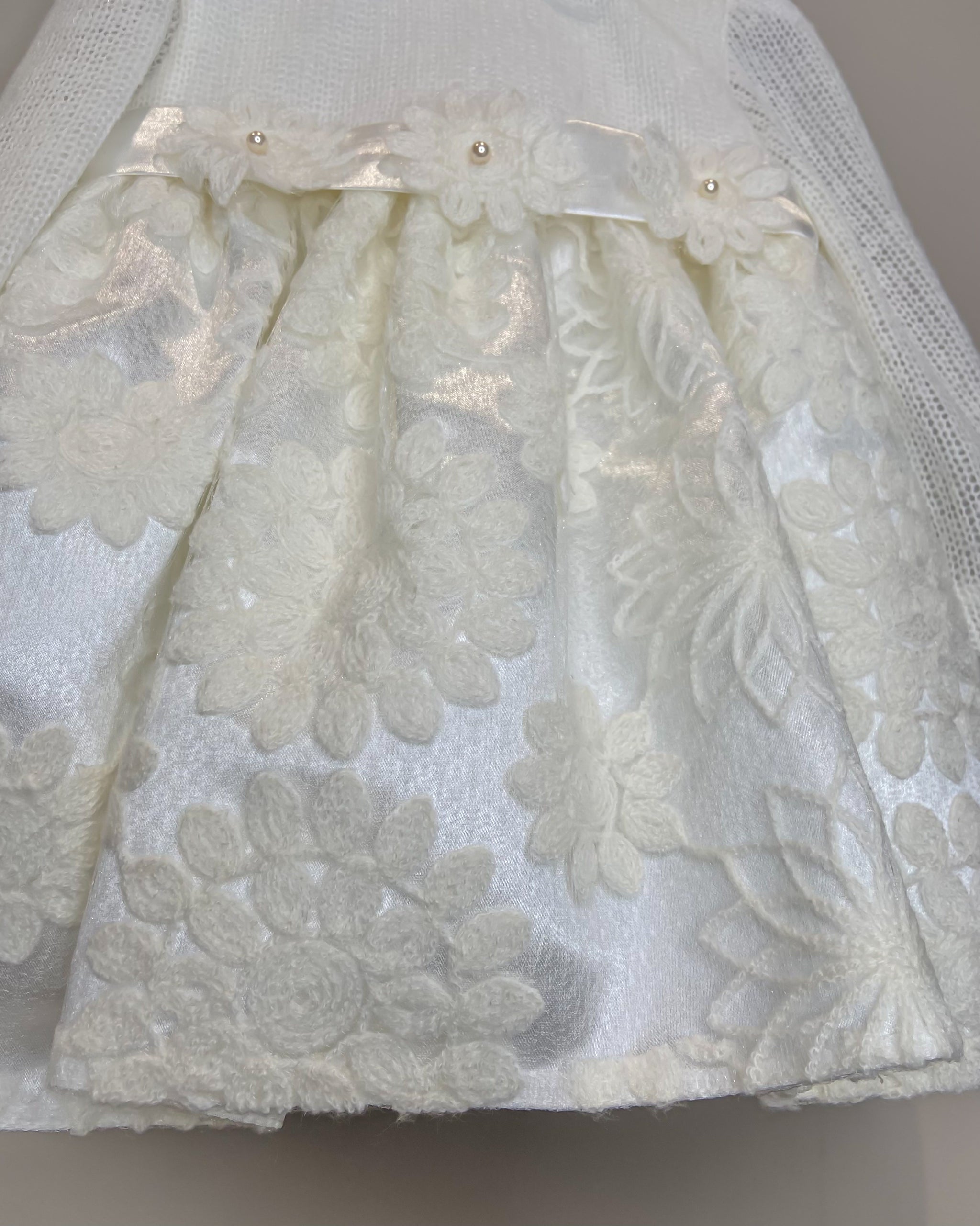 Vestitino Cerimonia in Lana con Fiori Ricamati - La Sartoria dei Piccoli