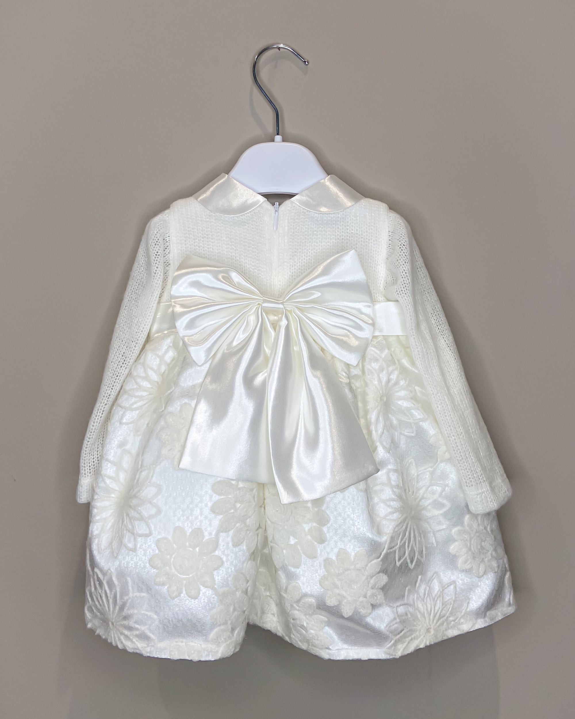 Vestitino Cerimonia in Lana con Fiori Ricamati - La Sartoria dei Piccoli