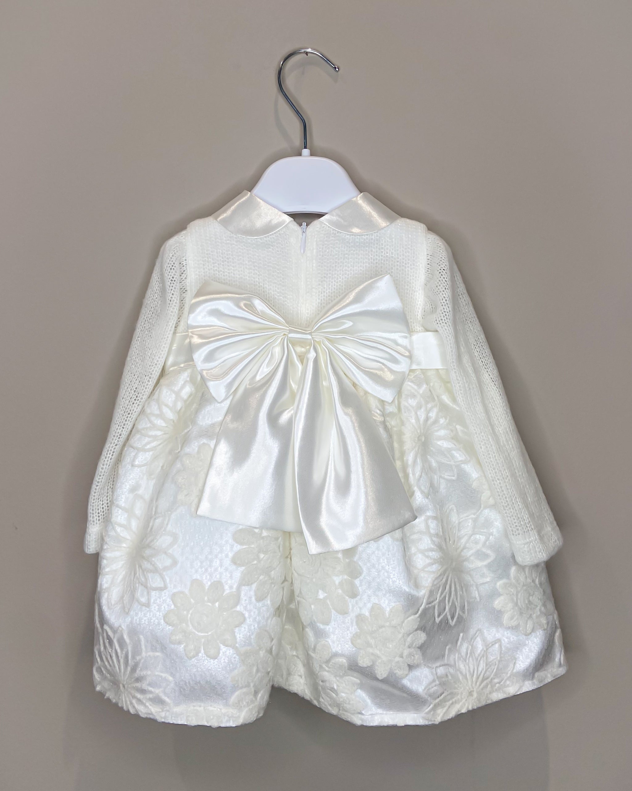 Vestitino Cerimonia in Lana con Fiori Ricamati - La Sartoria dei Piccoli