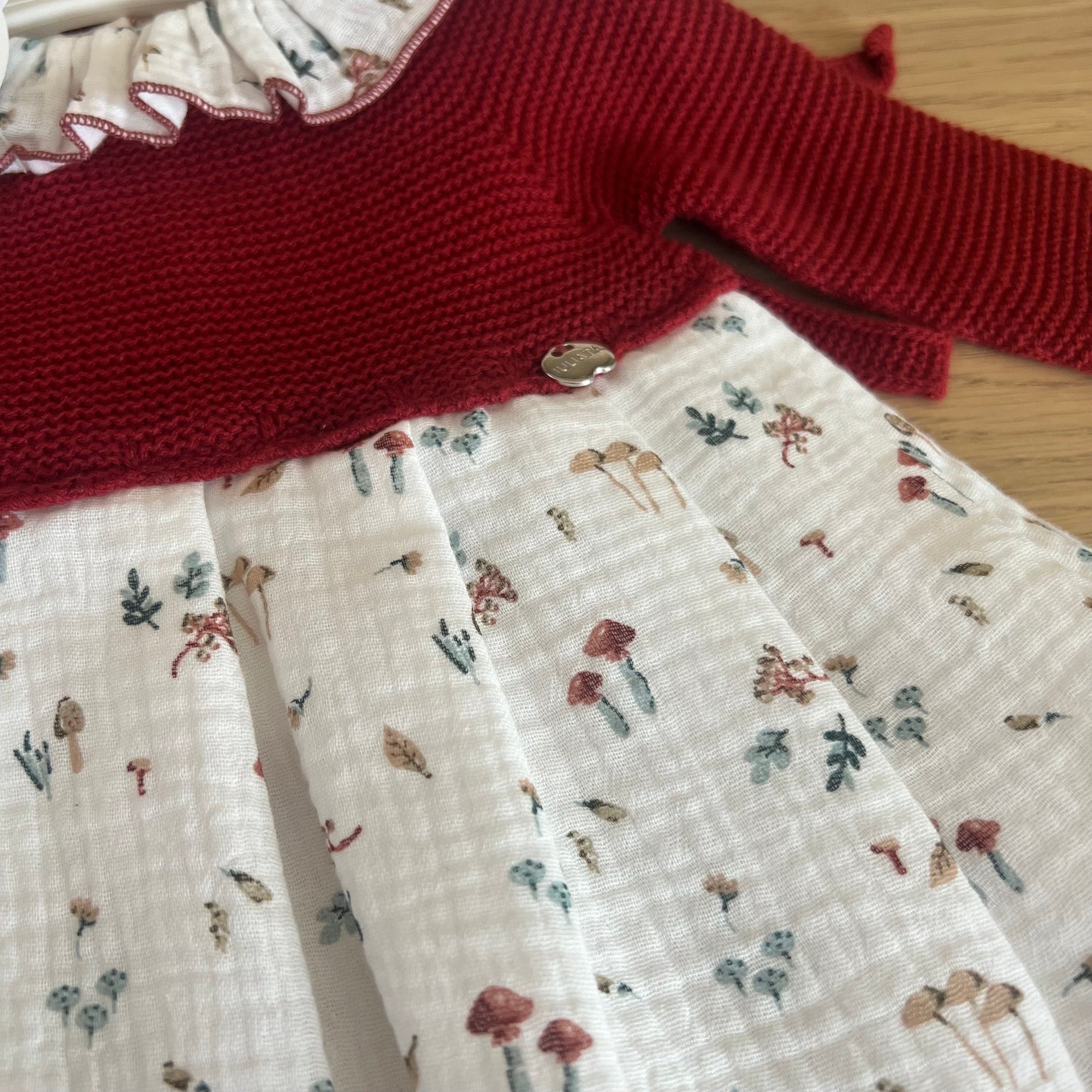 Abito bordeaux con fiori bimba 12 e 18 mesi - JULIANA