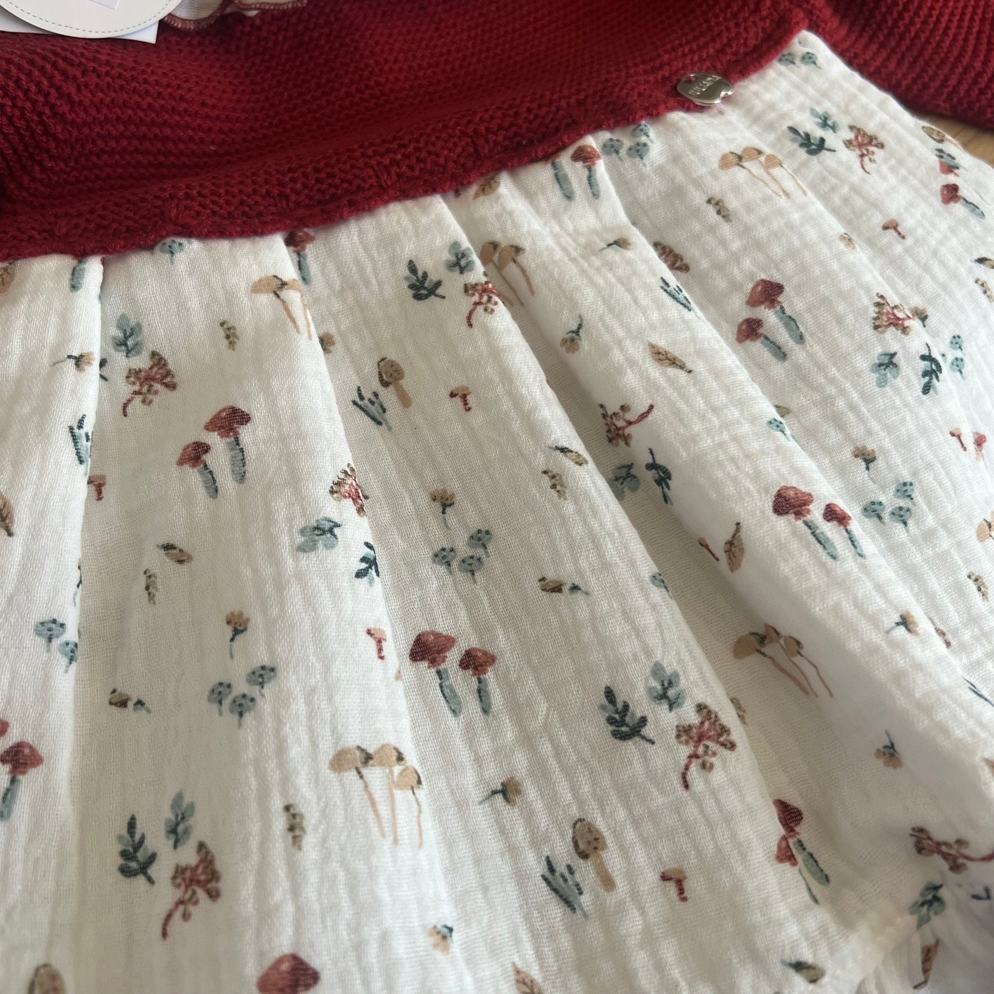 Abito bordeaux con fiori bimba 12 e 18 mesi - JULIANA