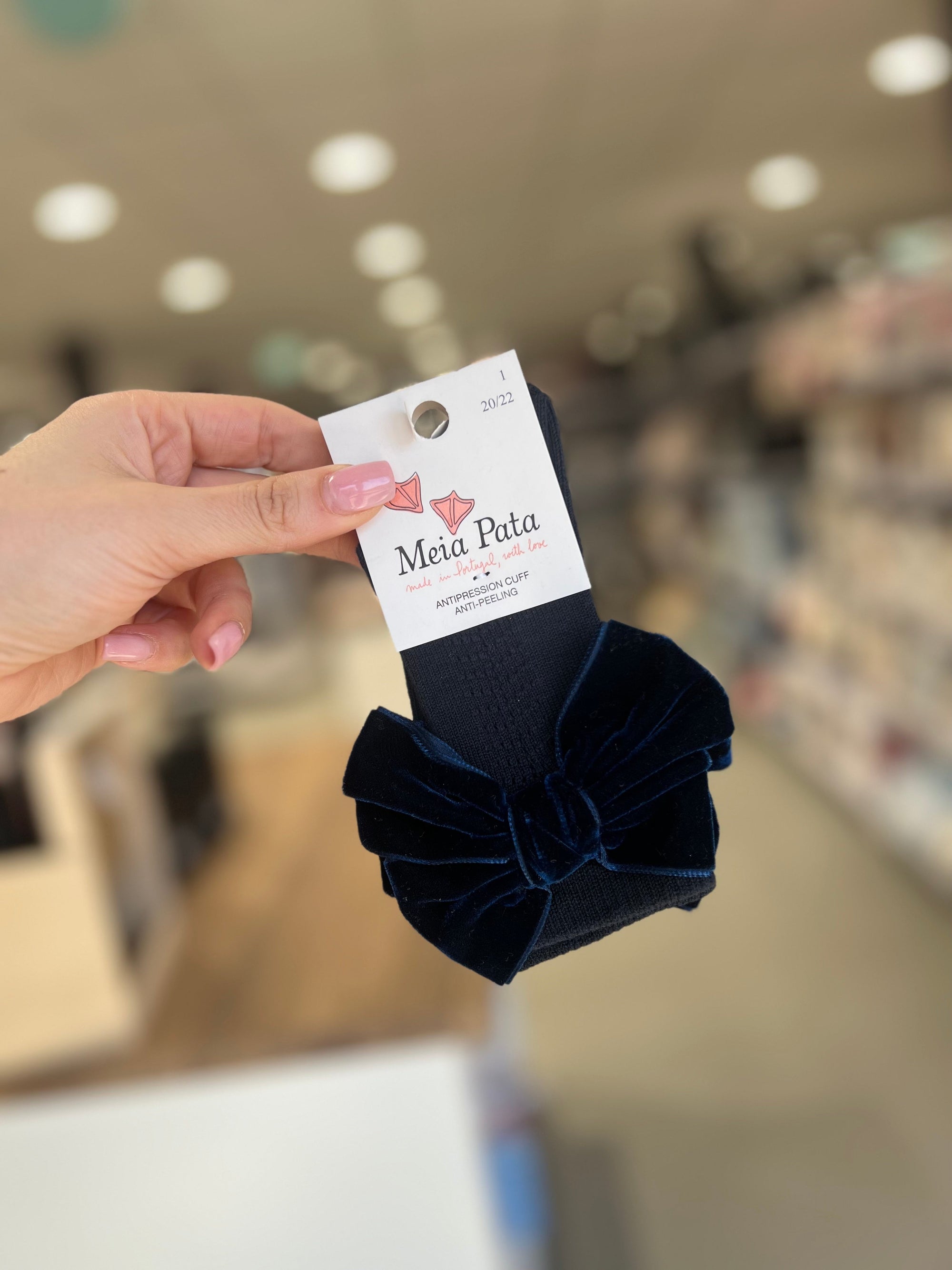 Calzini Blu con Fiocco in velluto - MEIA PATA
