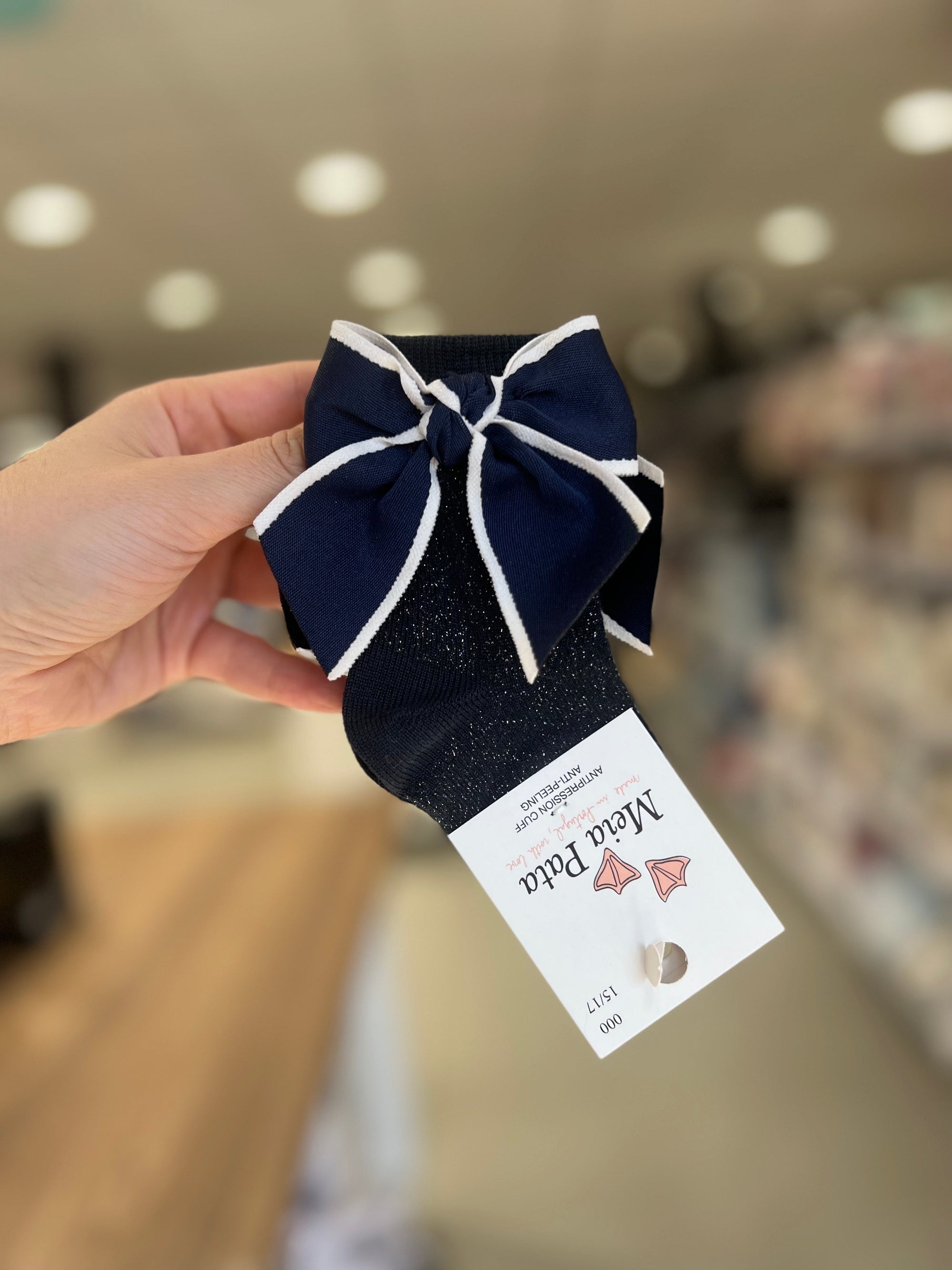 Calzini Blu glitter con Fiocco - MEIA PATA