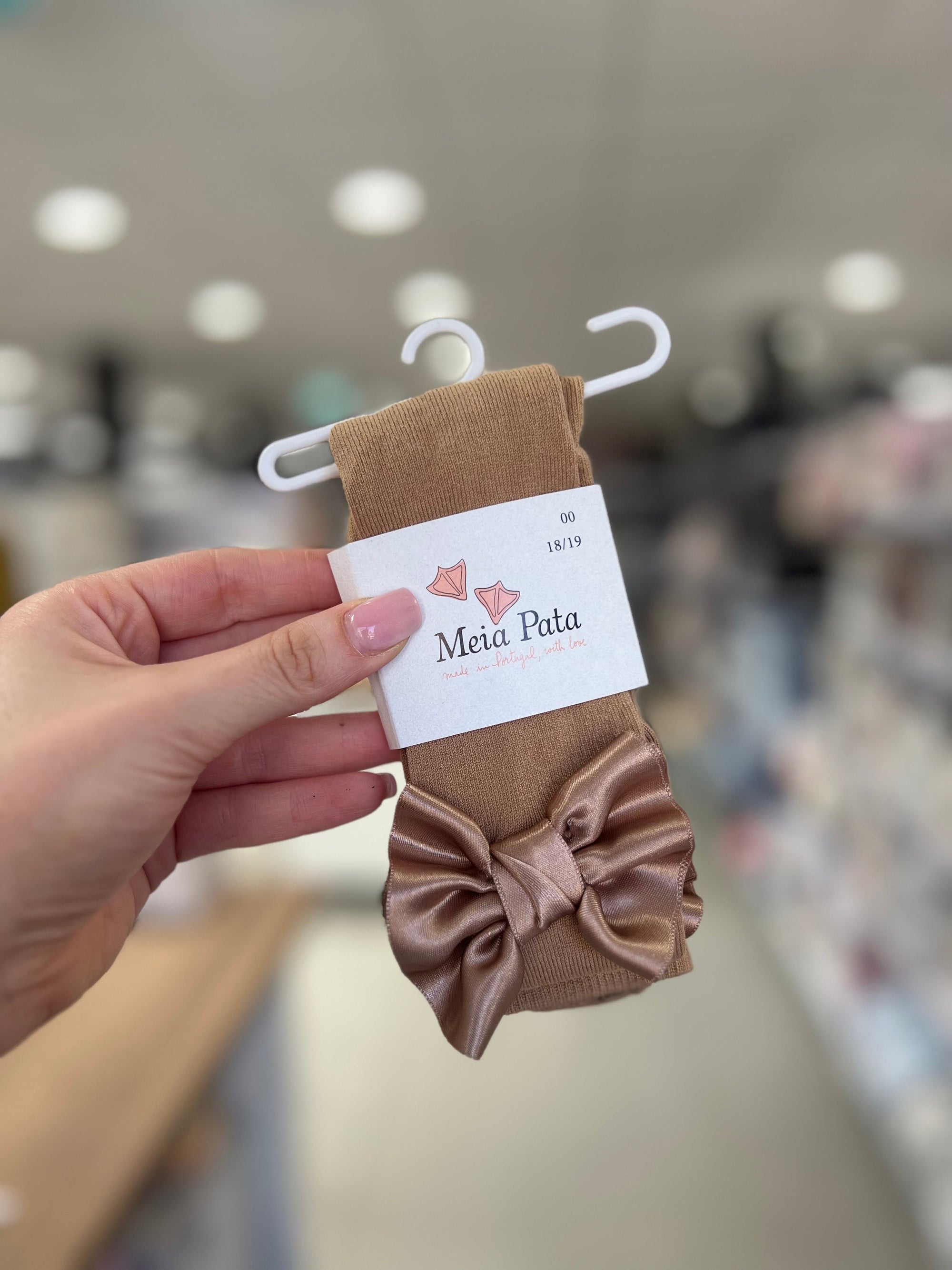Collant Rosa o Beige con Fiocco in Raso - MEIA PATA