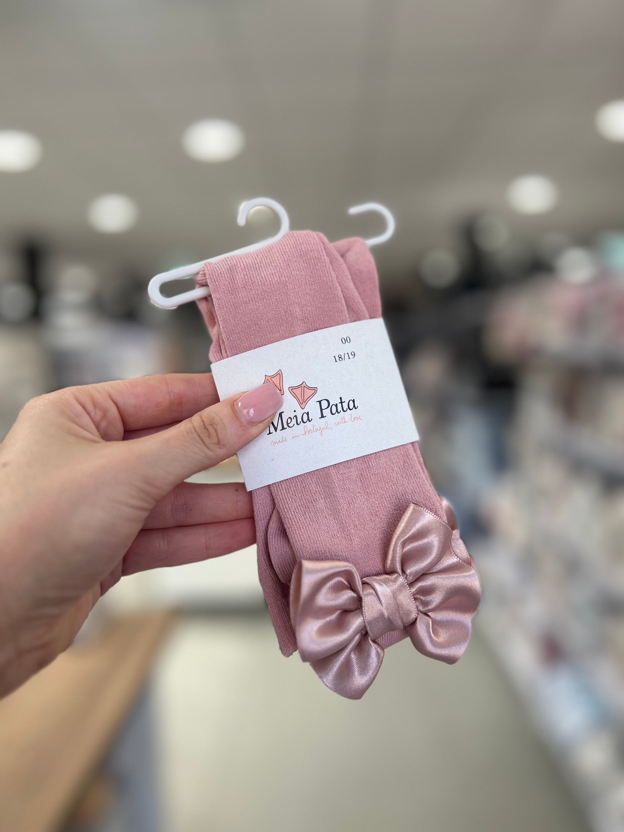 Collant Rosa o Beige con Fiocco in Raso - MEIA PATA