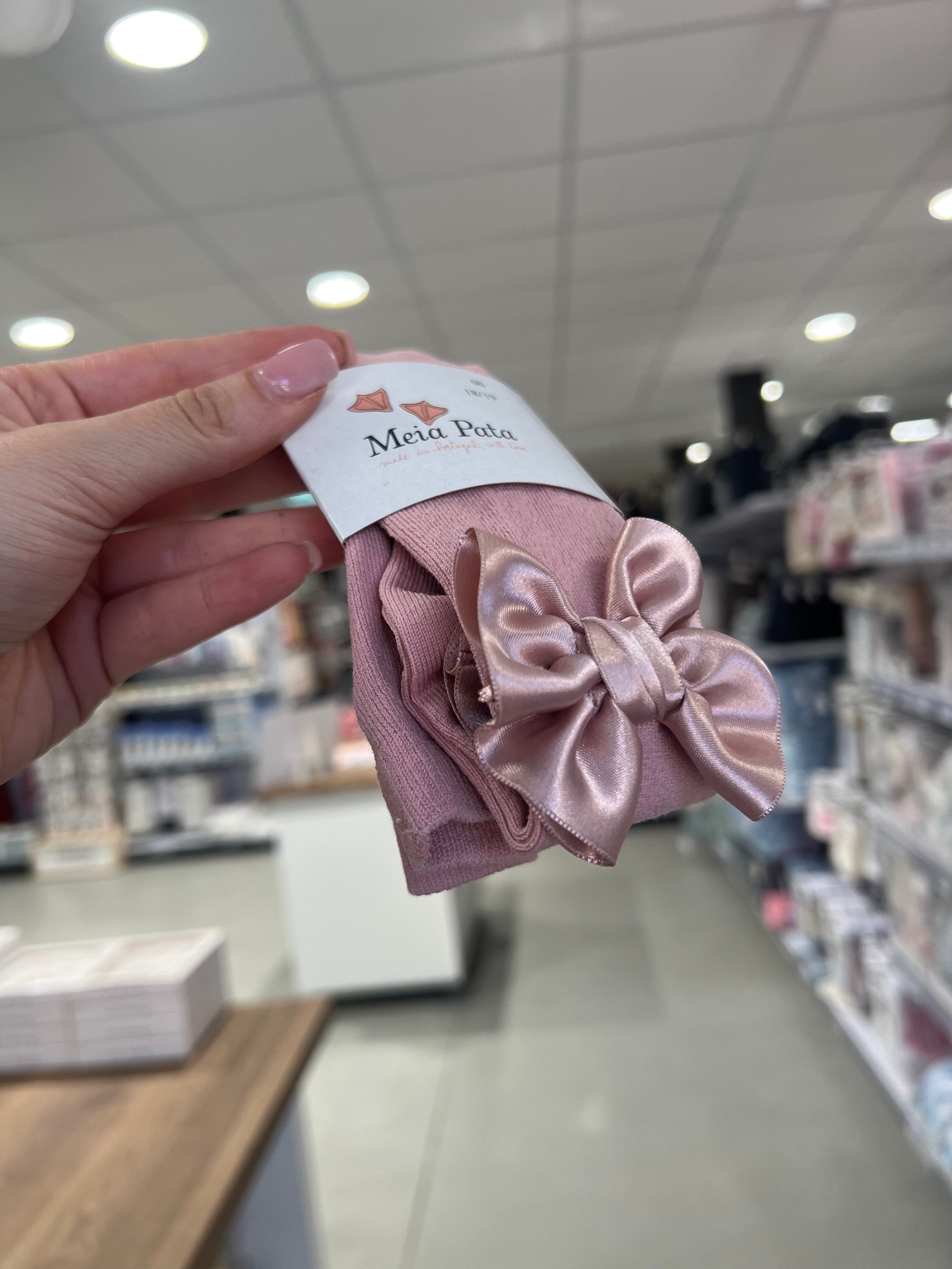 Collant Rosa o Beige con Fiocco in Raso - MEIA PATA