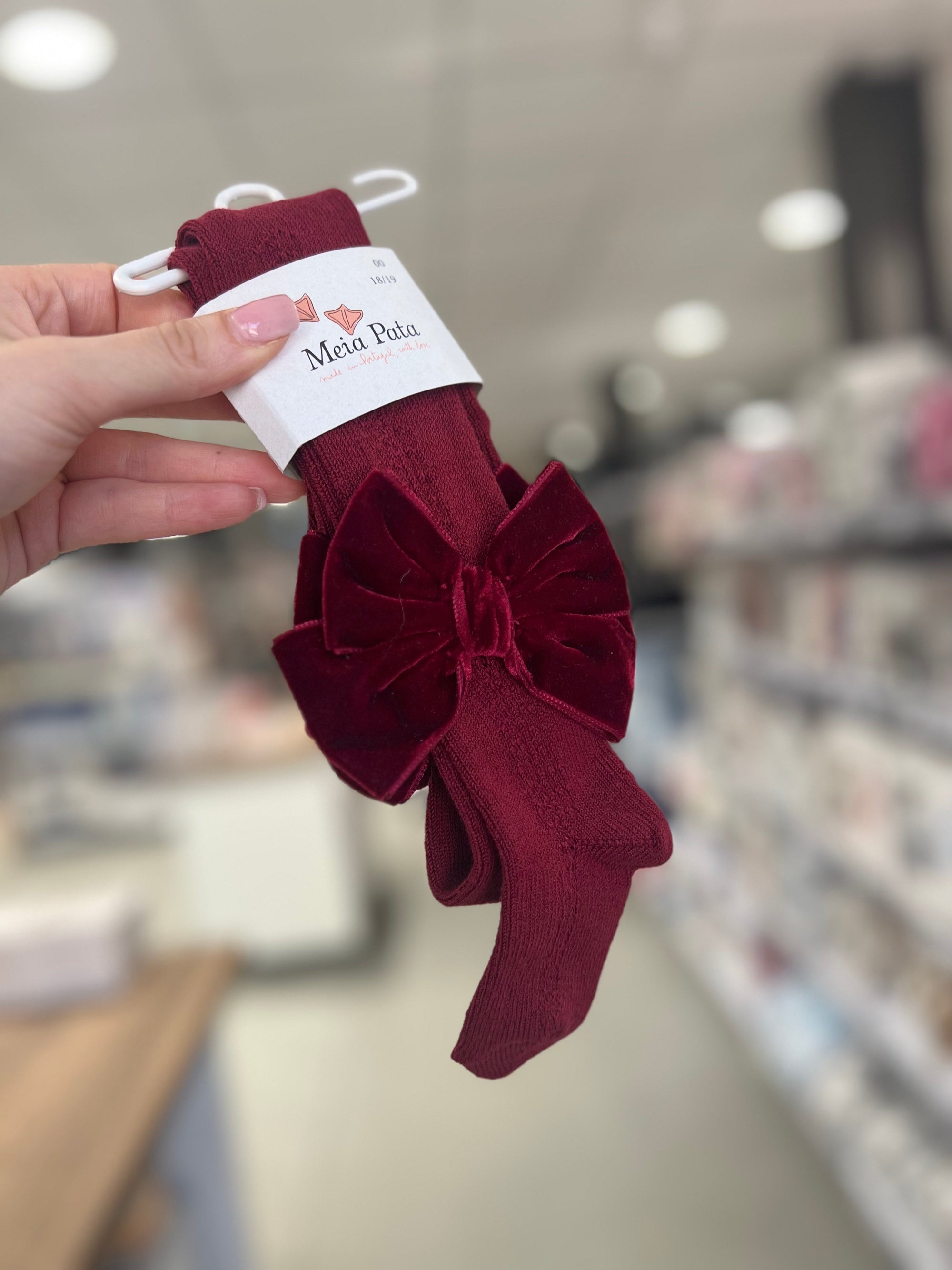 Collant Bordeaux con Fiocco in velluto - MEIA PATA