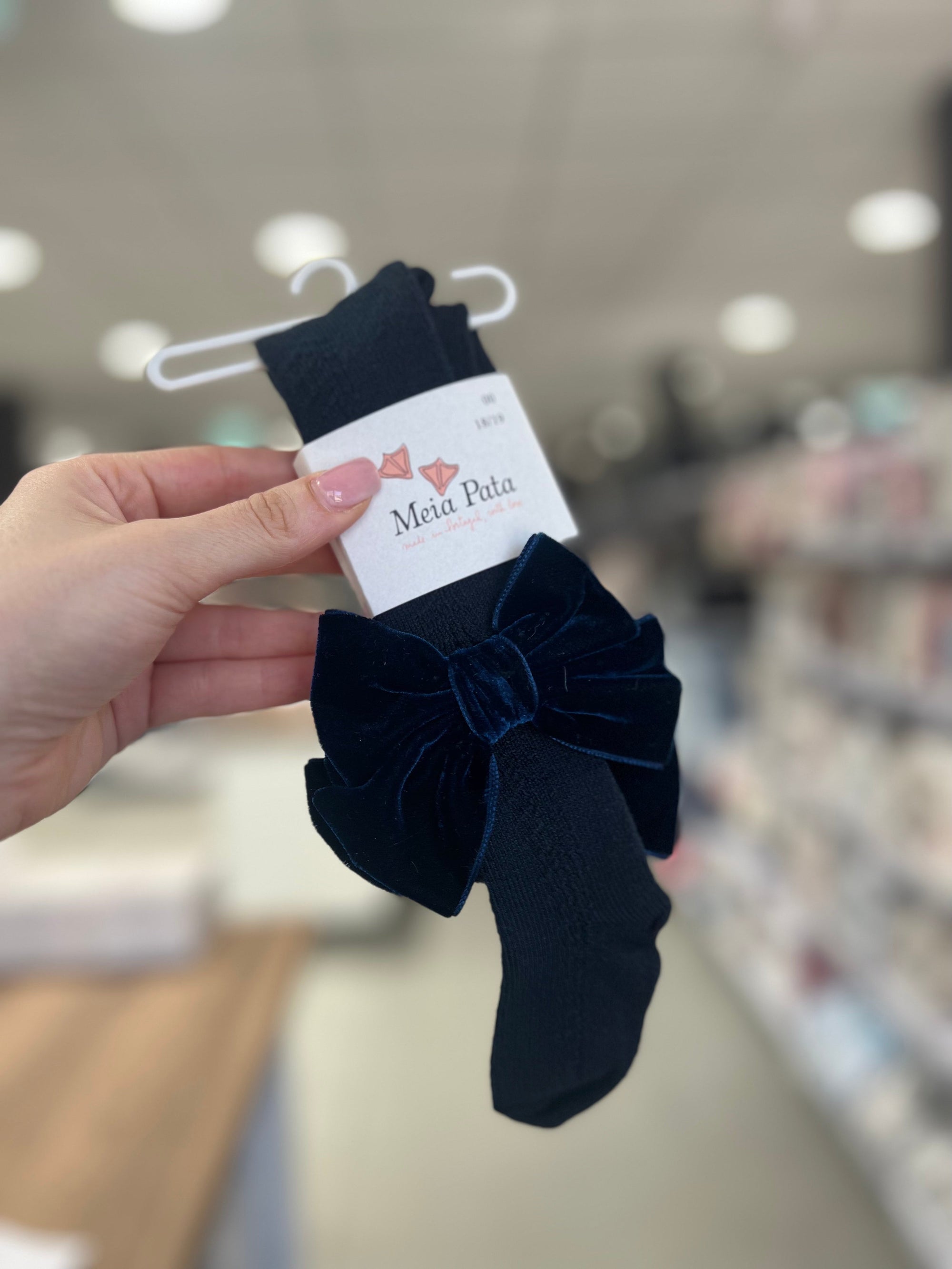Collant Blu con Fiocco in velluto - MEIA PATA