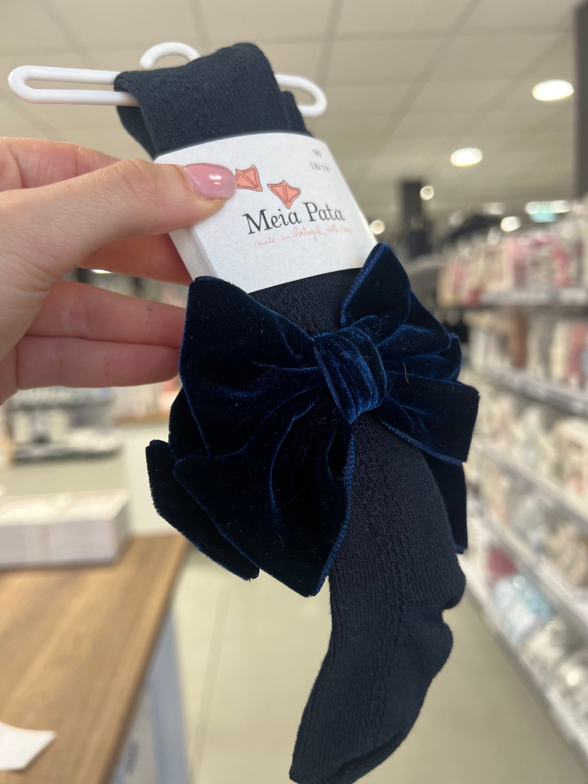 Collant Blu con Fiocco in velluto - MEIA PATA
