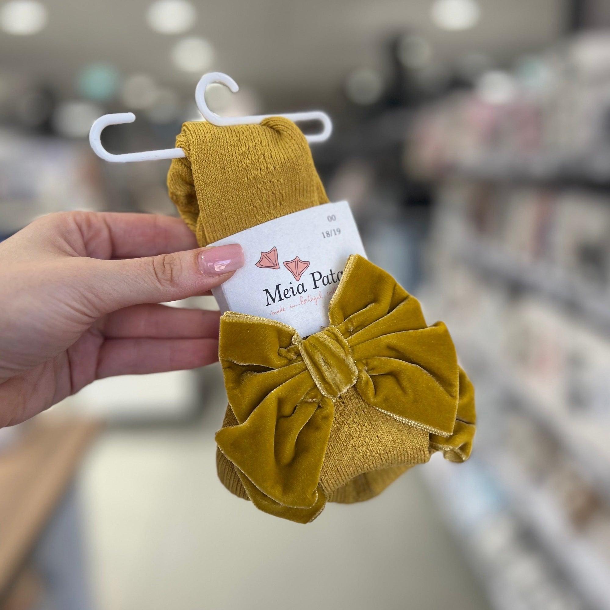Collant Senape con Fiocco in velluto - MEIA PATA