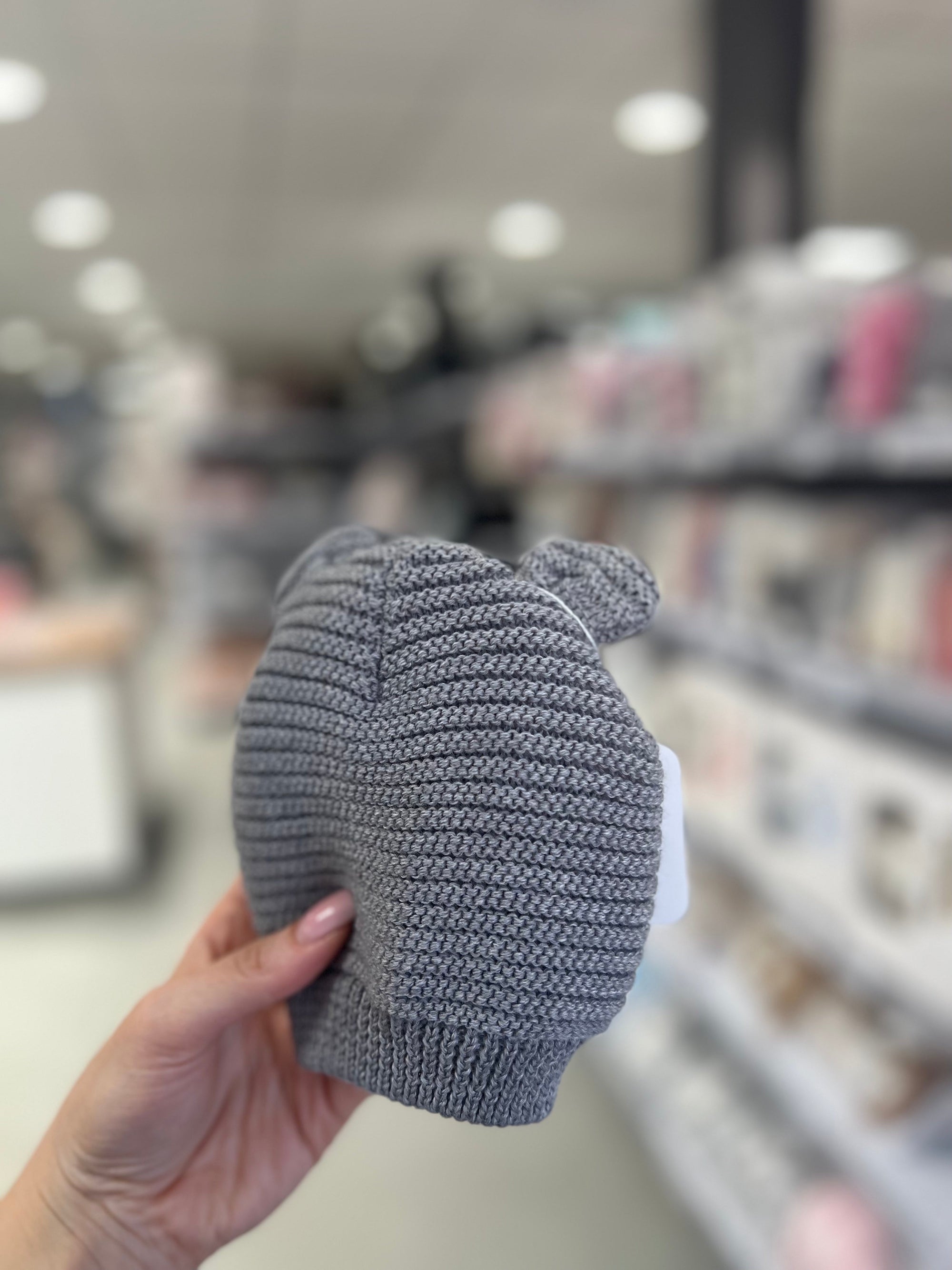 Cappellino neonato in maglia - Grigio