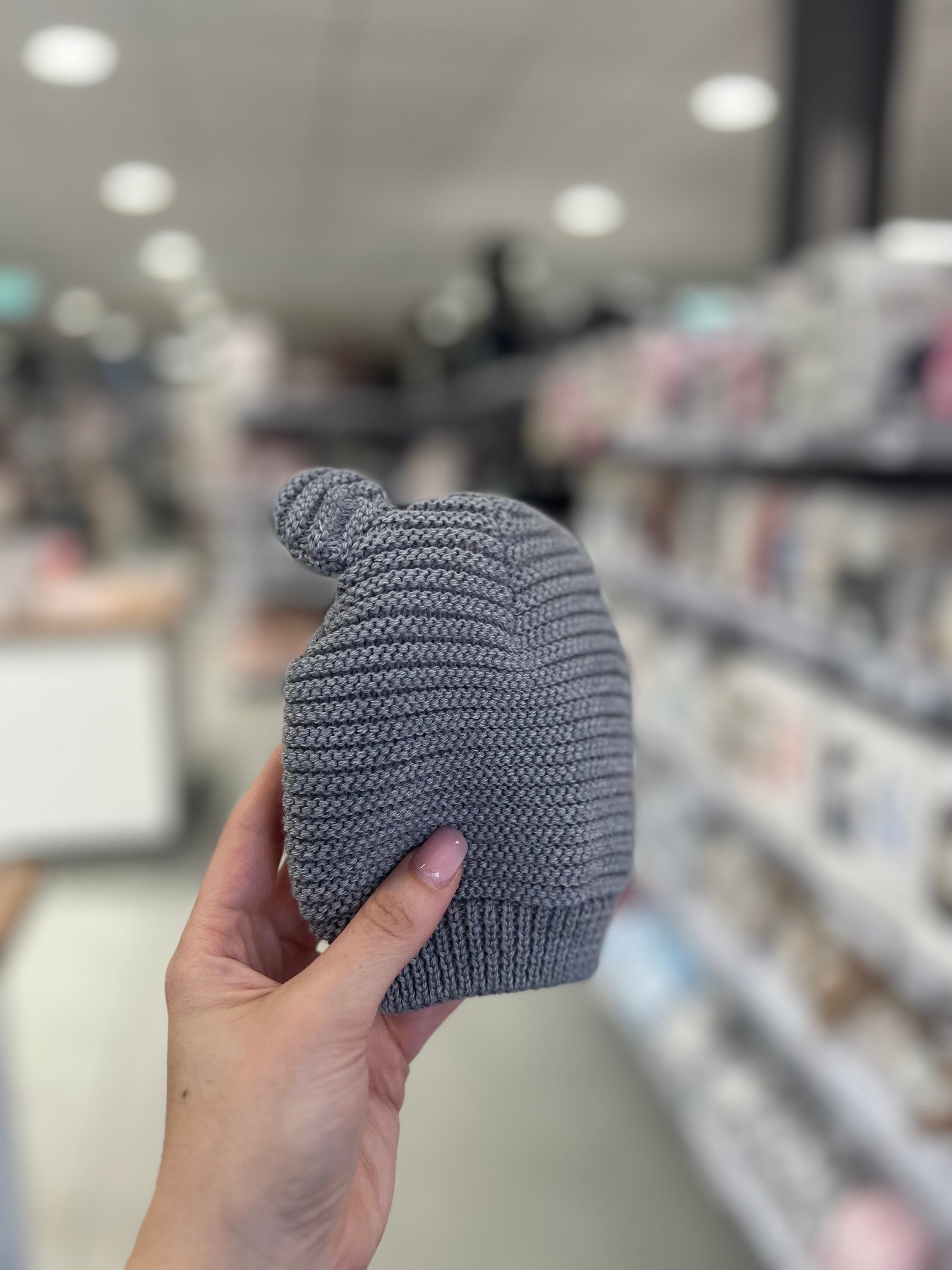 Cappellino neonato in maglia - Grigio