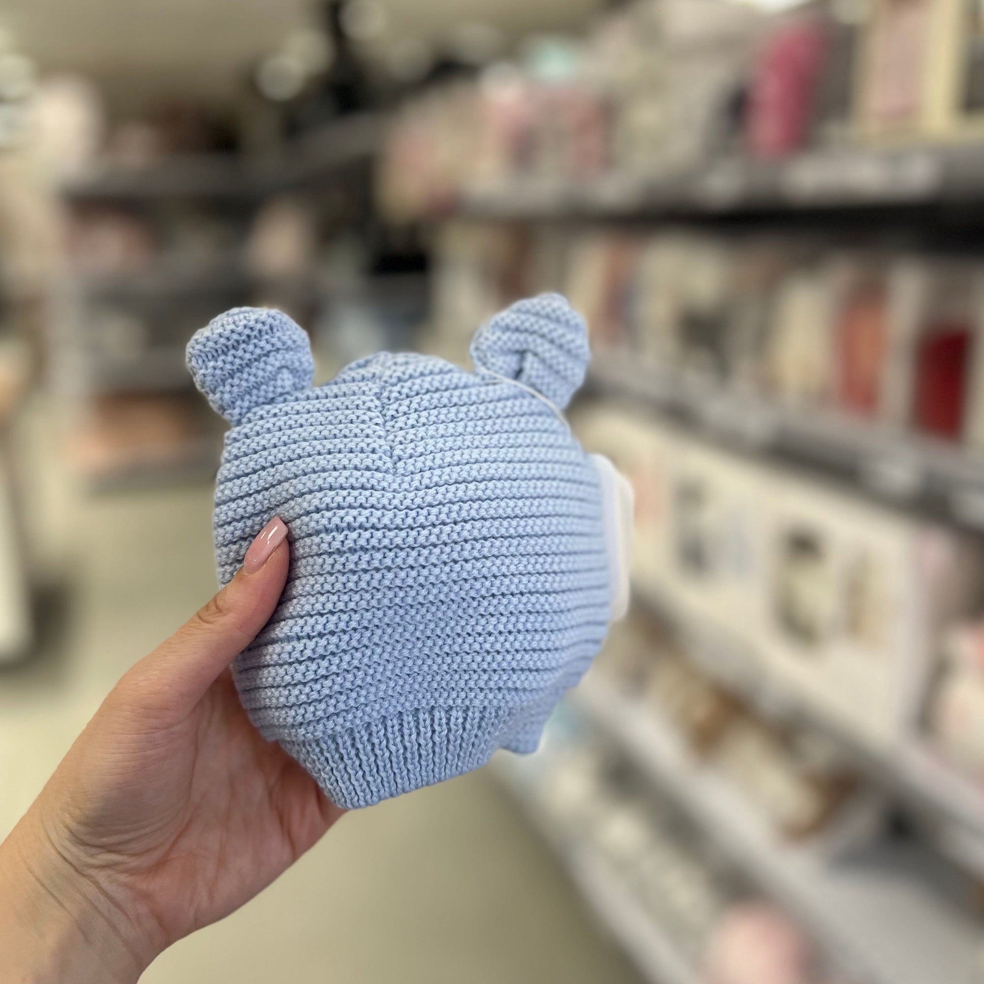 Cappellino neonato in maglia - Azzurro