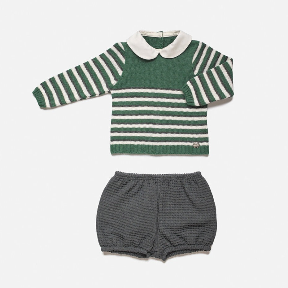 Completino verde con pantaloncino 3 e 12 mesi - JULIANA