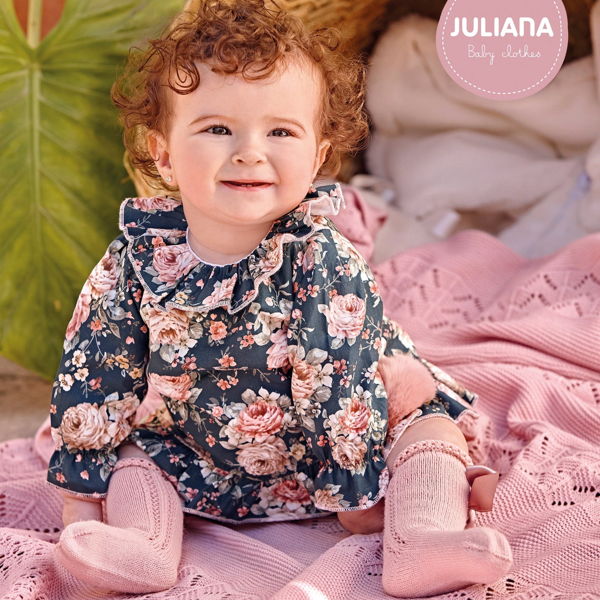 Abitino 2 pezzi rosa floreale dalla 1 e 3 mesi - JULIANA