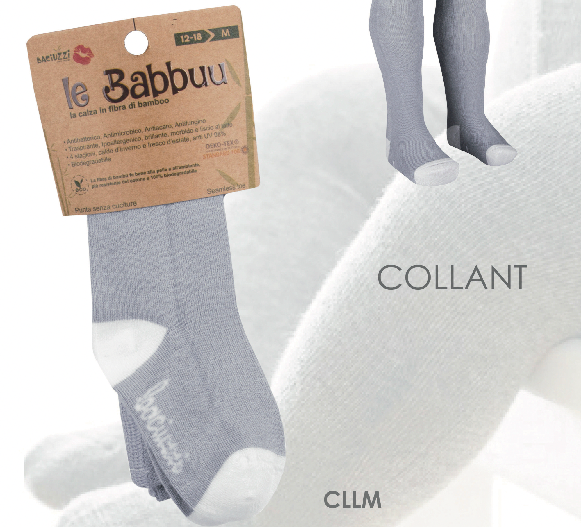 Collant in fibra di Bamboo Grigio — Dalla 6/12 mesi alla 18/24 mesi