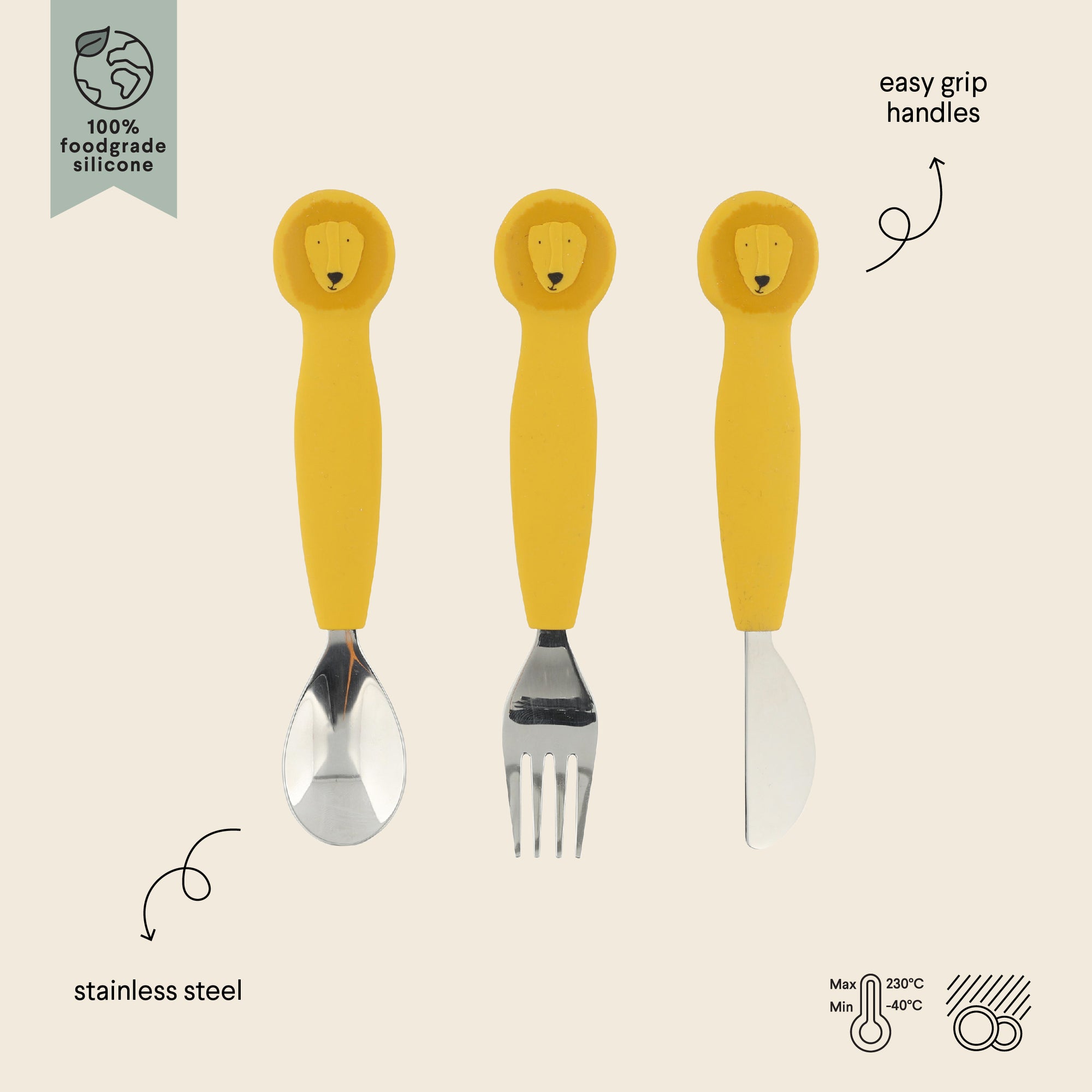 Set di posate in silicone confezione da 3 - Mr. Lion - Trixie