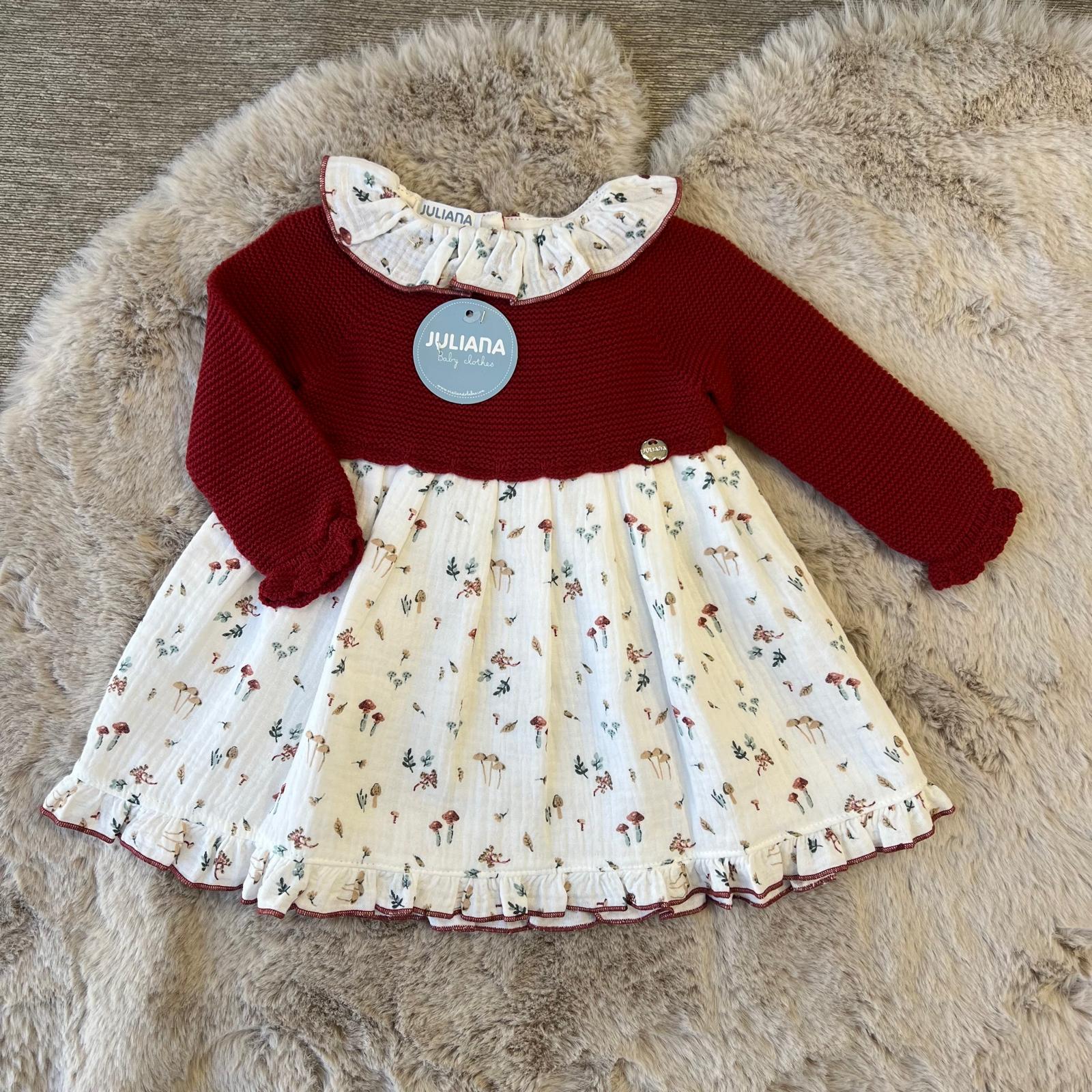 Abito bordeaux con fiori bimba 12 e 18 mesi JULIANA Teddy's