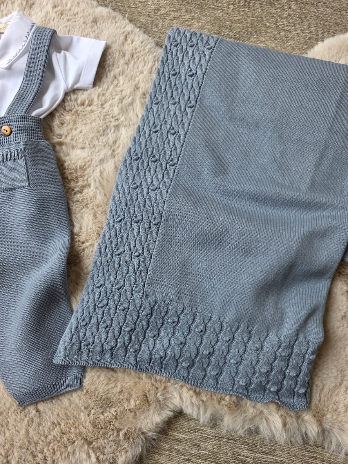 salopette in filo di cotone azzurro polvere - Wedoble