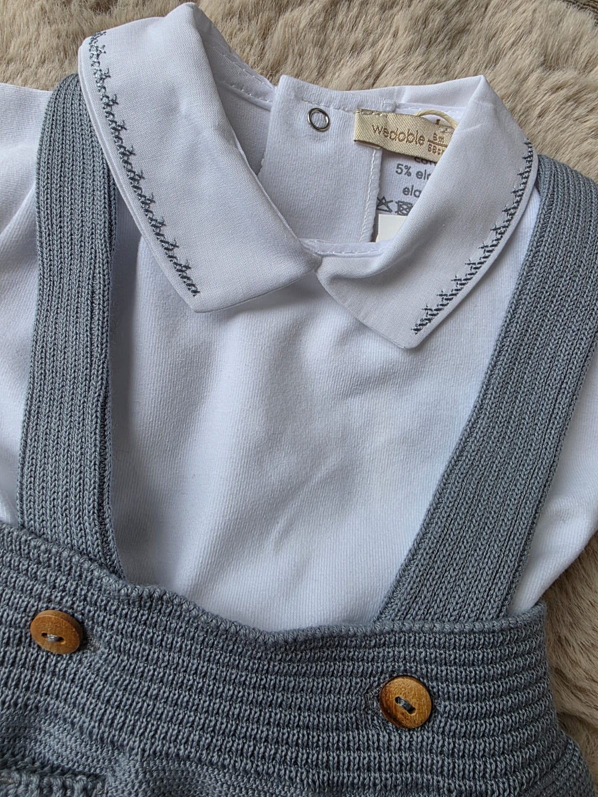 salopette in filo di cotone azzurro polvere - Wedoble