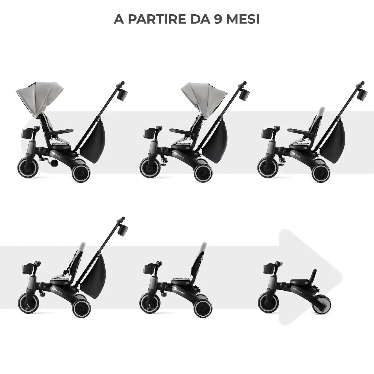 Triciclo Pieghevole JAZZ 2 Rocket Grey - Kinderkraft