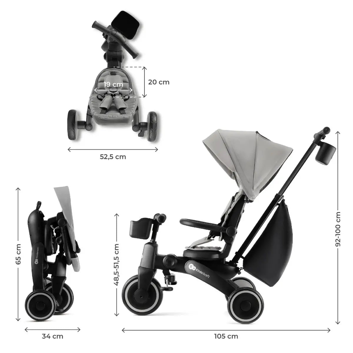 Triciclo Pieghevole JAZZ 2 Rocket Grey - Kinderkraft