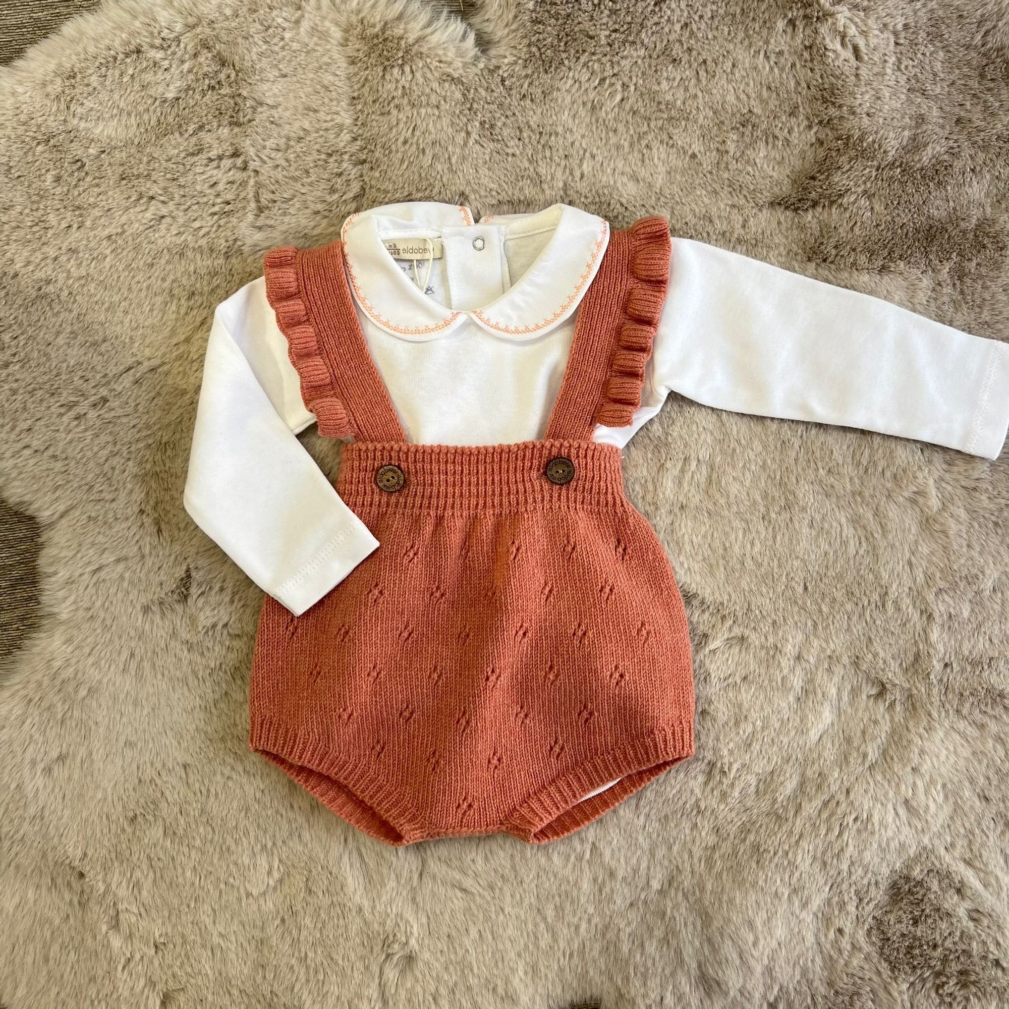 abbigliamento neonato salopette salmone wedoble
