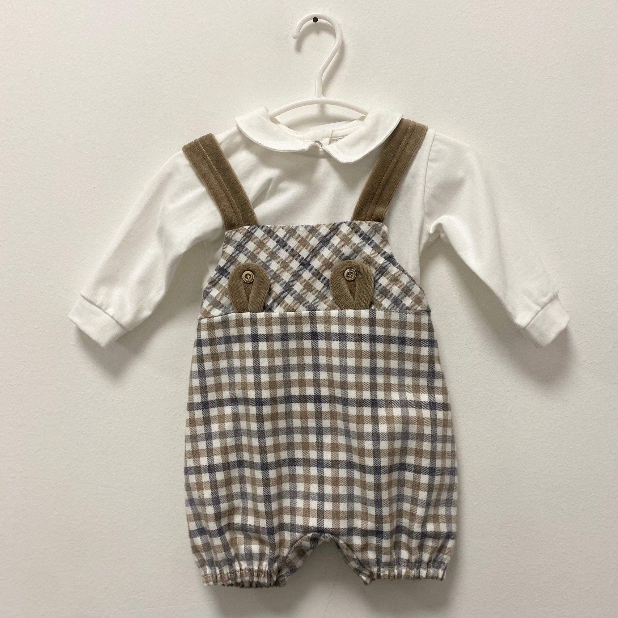 Completino Bimbo Salopette + Maglia in cotone + Babbucce - Dalla 1 mesi alla 3 mesi