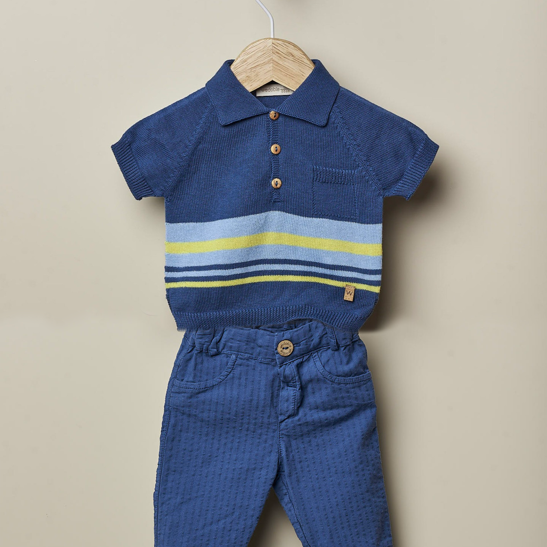 Abitino bambino blu estivo Wedoble 2 pezzi - dalla 3 alla 9 Mesi