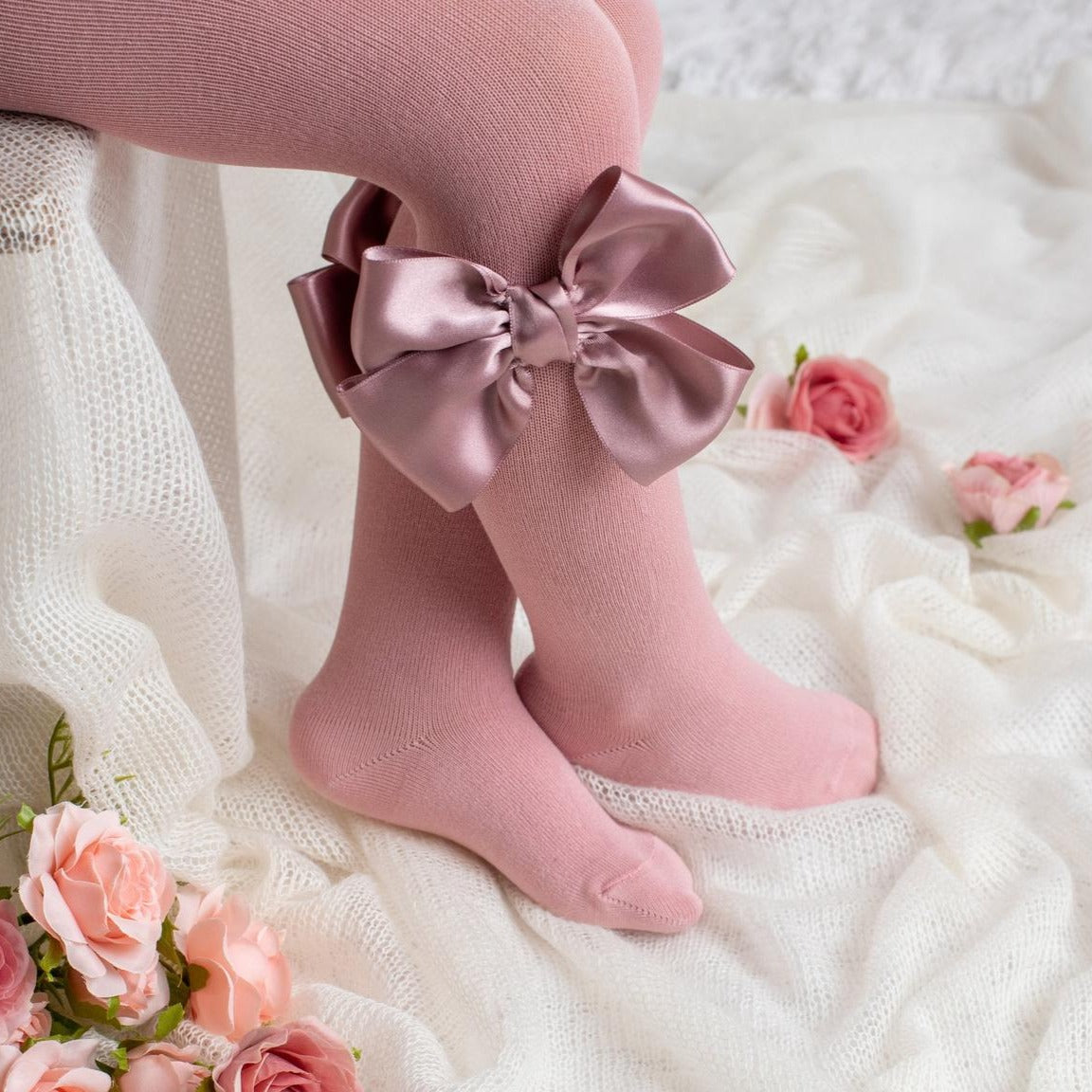 Collant Rosa o Beige con Fiocco in Raso - MEIA PATA