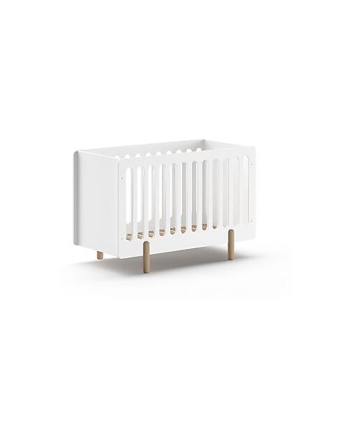 Lettino/Culla Smile - Bianco - 60 x 120 cm - Legno Massiccio e MDF - con Doghe Incluse