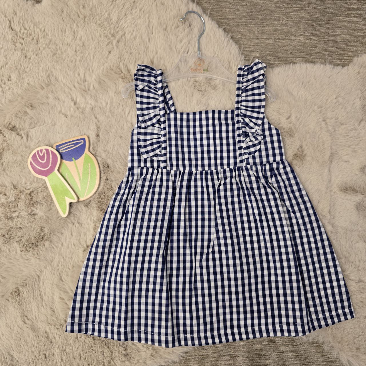 Vestitino bambina scozzese blu estivo - dalla 3 alla 24 mesi