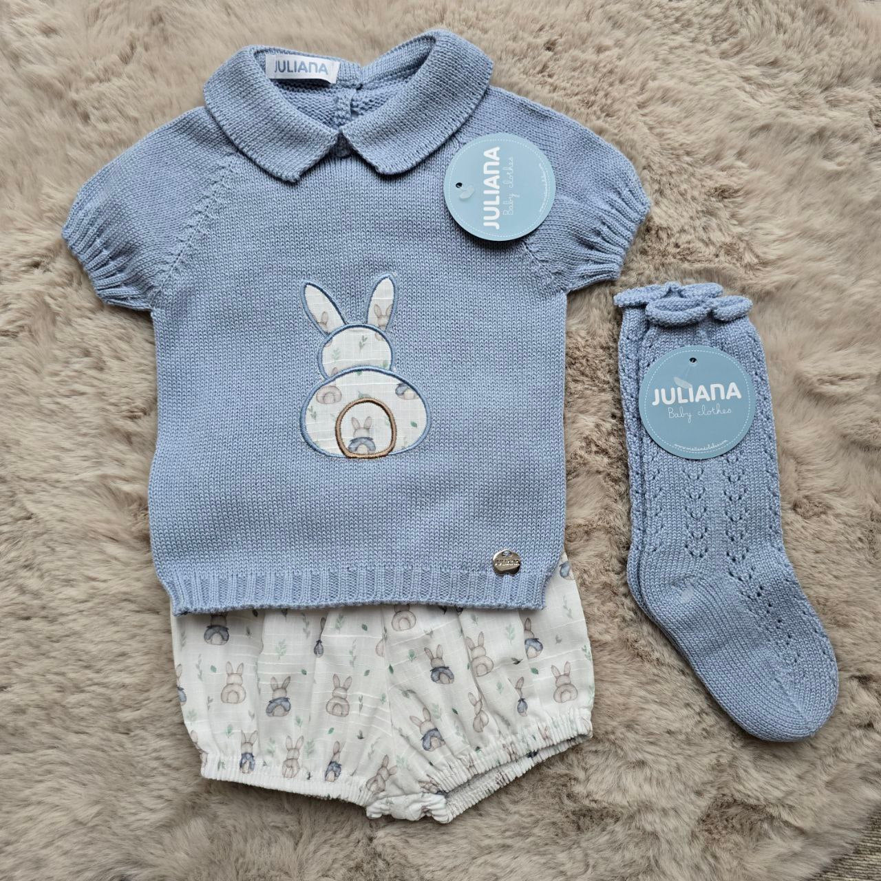 completo 2 pezzi azzurro con coniglietto - Juliana