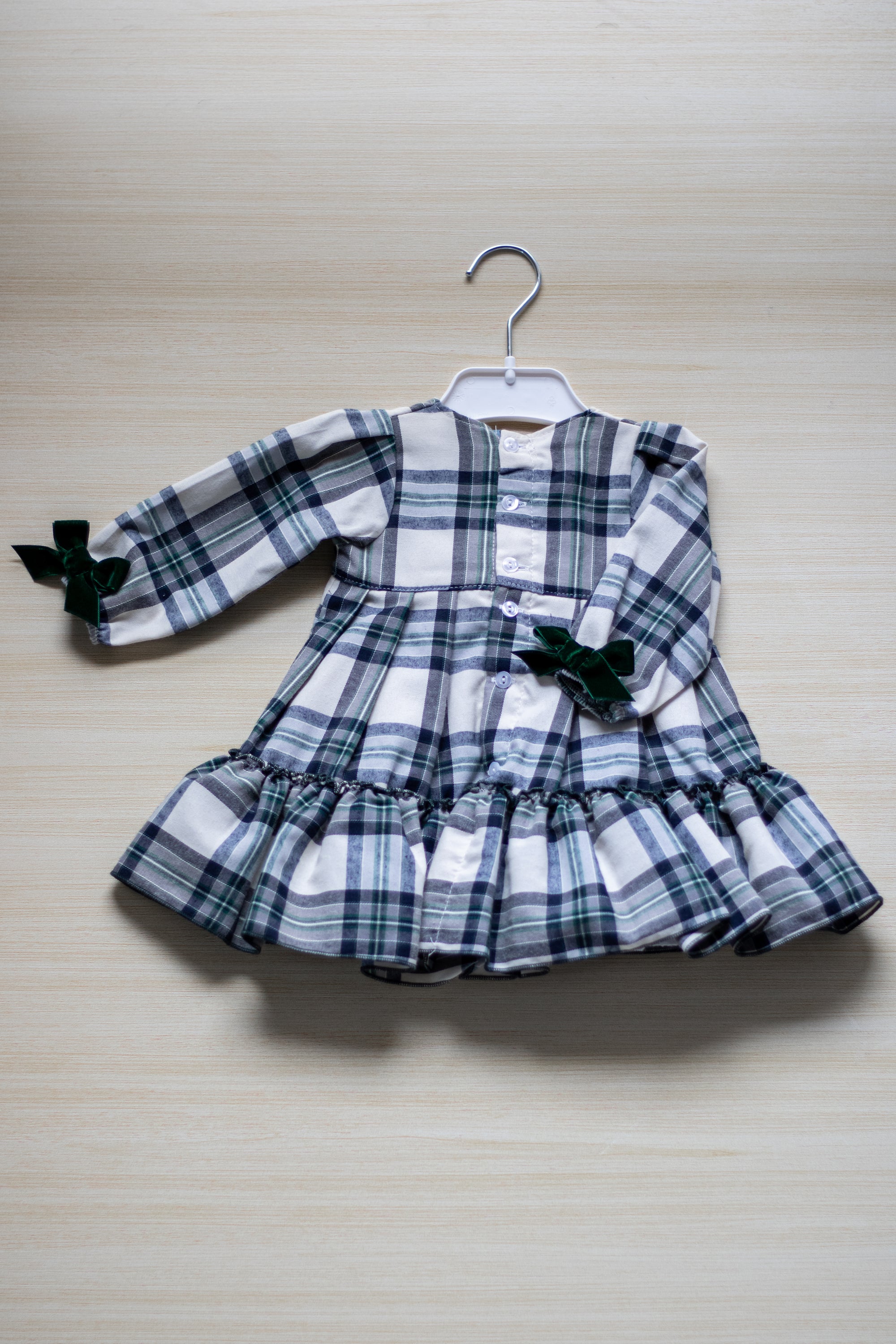 Vestitino con Fiocchetti in Velluto Verde - Juliana