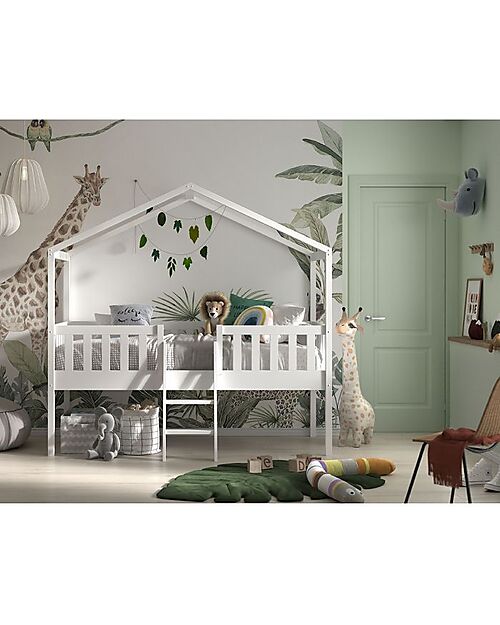 Letto Dallas - Bianco - 90 x 200 cm - Sponde su 3 Lati - con Doghe Incluse