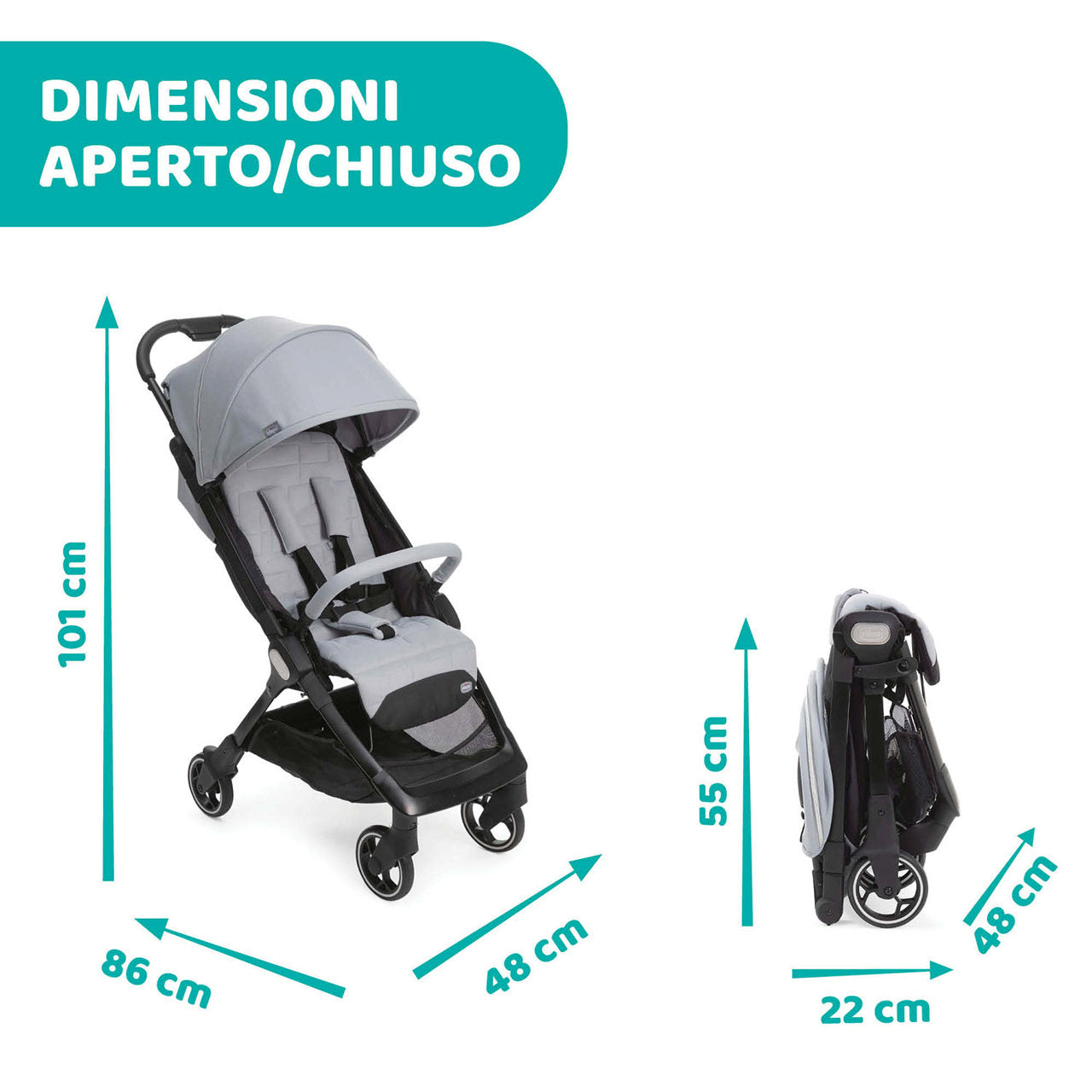 Passeggino Aereo e Viaggio WE in Cool Grey - Chicco