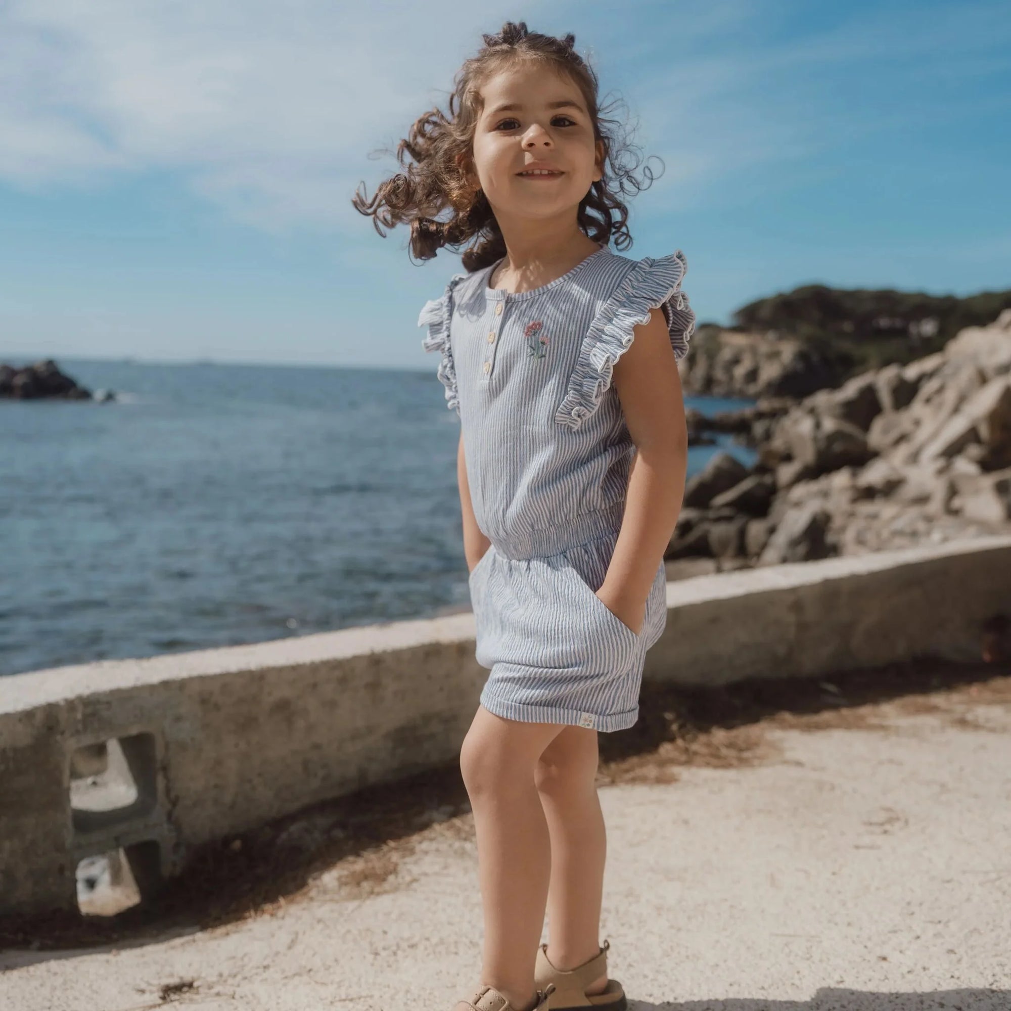 Salopette Denim Blue Stripe - Little Dutch