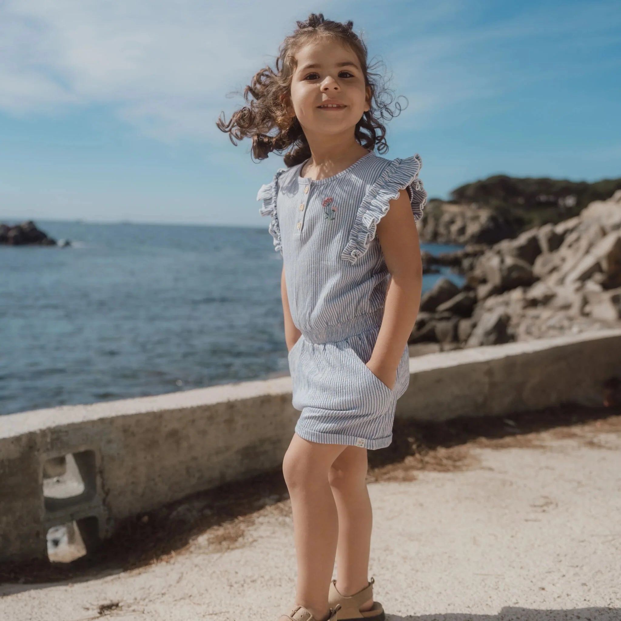 Salopette Denim Blue Stripe - Little Dutch
